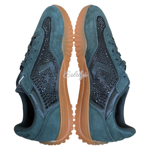 Converse x Swarovski Run Star Trainer Low Emerald Green Leather Sneaker 5 NWT - Picture 10 of 11